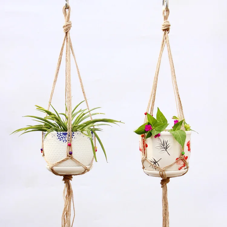 Vintage Macrame Plant Hanger Garden Flower Pot Holder Leg Hanging Rope Basket