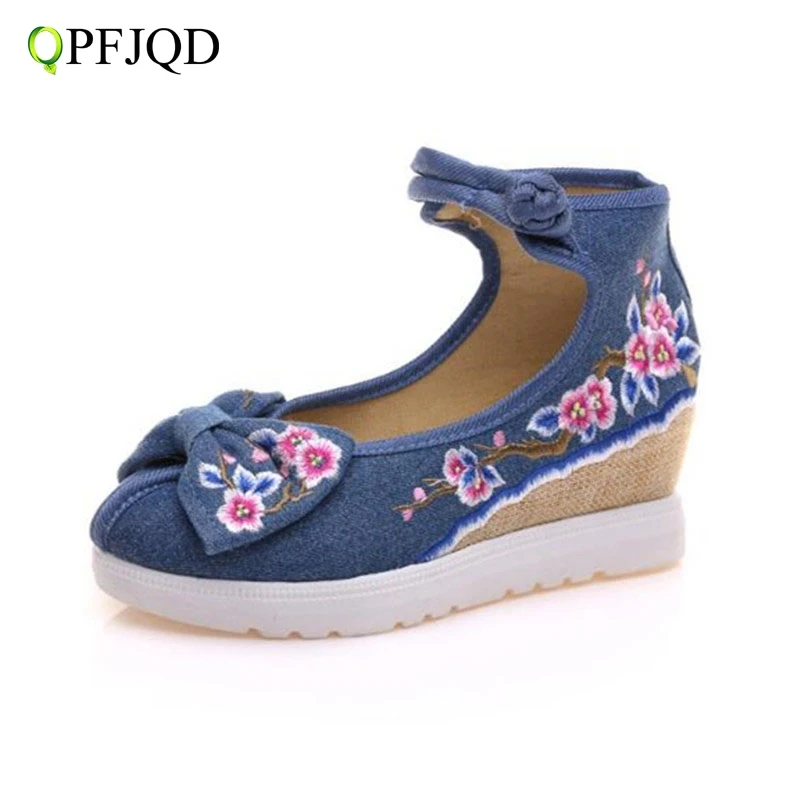 Bowknot Flower Embroidered Platform Shoes 2017 Spring Summer Woman Wedges Pumps Casual Heels Ankle Strap Mary Janes Size 34-41
Bowknot Flower Embroidered Platform Shoes 2017 Spring Summer Woman Wedges Pumps Casual Heels Ankle Strap Mary Janes Size 34-41