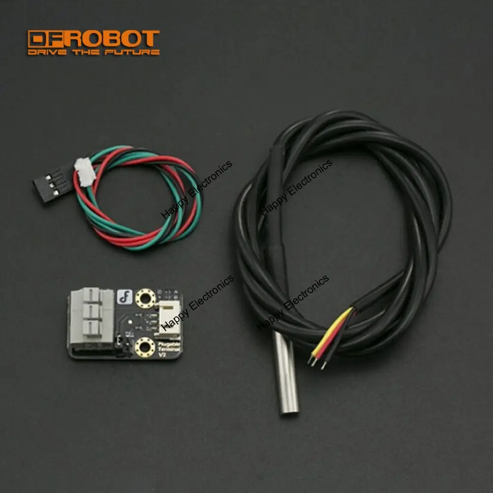 DFRobot Waterproof DS18B20 Digital temperature sensor kit,3.0~5.5V with Terminal sensor adapter Digital sensor cable for Arduino
DFRobot Waterproof DS18B20 Digital temperature sensor kit,3.0~5.5V with Terminal sensor adapter Digital sensor cable for Arduino