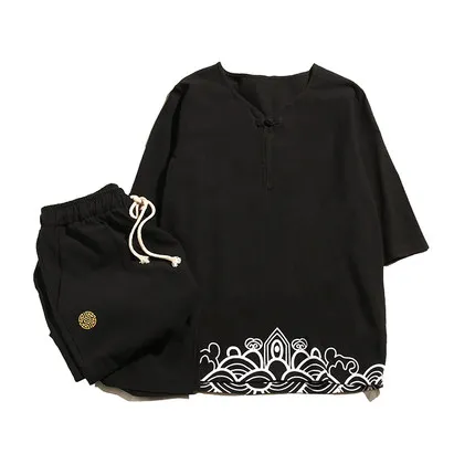 NEW Chinese style printed short-sleeved linen set Men's Two-piece set Loose cropped trousers vintage cotton and linen t-shirt
NEW Chinese style printed short-sleeved linen set Men's Two-piece set Loose cropped trousers vintage cotton and linen t-shirt
