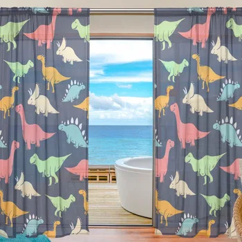Sheer Door Curtain Panels W55x L78 Inch/55x L84 Inch,Cute Funny Dinosaurs,Polyester Window Curtains Voile Sheers 2 Panels Set
Sheer Door Curtain Panels W55x L78 Inch/55x L84 Inch,Cute Funny Dinosaurs,Polyester Window Curtains Voile Sheers 2 Panels Set
