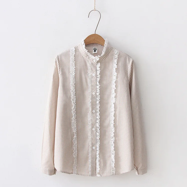 Early Autumn New Korean Version Lace Small Lattice Shirt Long Sleeved Girls Bottoming Shirt Sweet All-match Student Loose Blouse
Early Autumn New Korean Version Lace Small Lattice Shirt Long Sleeved Girls Bottoming Shirt Sweet All-match Student Loose Blouse