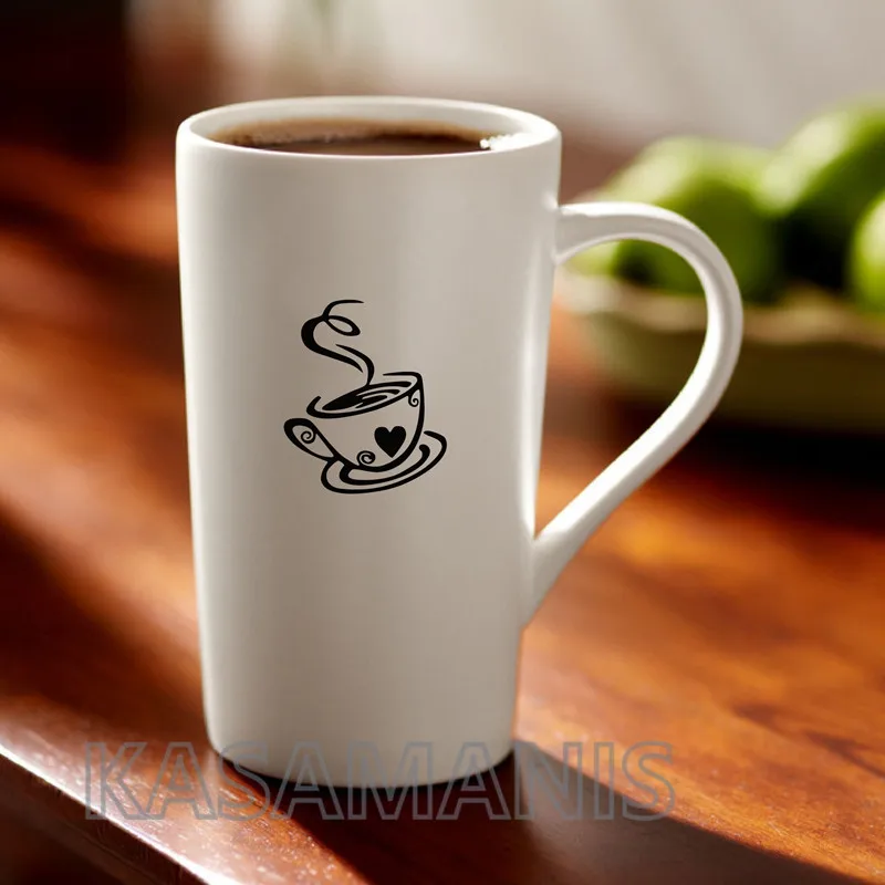 Heart Coffee Cup Vinyl Art Decal Cap Decor