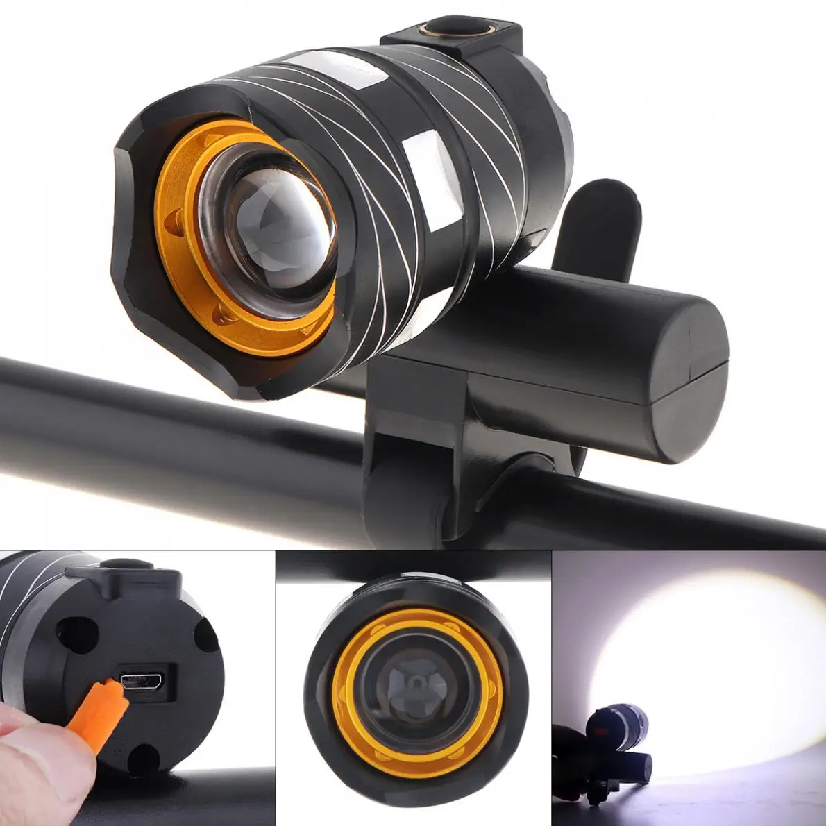Waterproof 3 Modes Zoomable Front Bike Headlight Lamp 15000LM XML T6 LED USB Line Rear Light Adjustable Bicycle Light
Waterproof 3 Modes Zoomable Front Bike Headlight Lamp 15000LM XML T6 LED USB Line Rear Light Adjustable Bicycle Light
