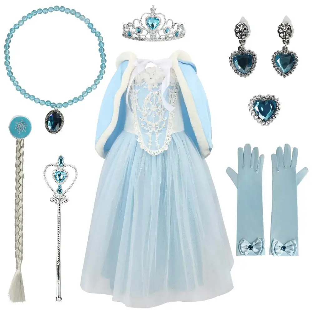Princess Girls Blue Costume Cosplay Fancy Party Girls Wedding Dress with Fur Trim Cape
Princess Girls Blue Costume Cosplay Fancy Party Girls Wedding Dress with Fur Trim Cape