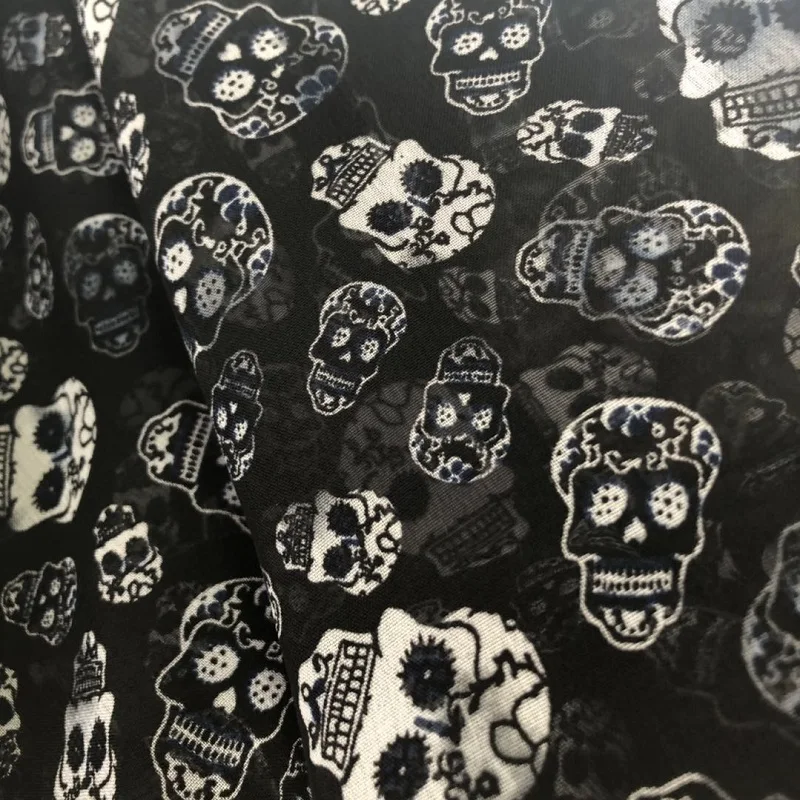 2019new 75D printing chiffon fabric black and white skull pattern for clothing fabrics and scarf YH-162 1meter
2019new 75D printing chiffon fabric black and white skull pattern for clothing fabrics and scarf YH-162 1meter