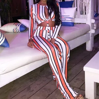 2019 New Hollow Out Stripe Two Piece Set Women Fashion Crop Top And Wide Leg Pants Sexy Suits Striped Female Casual Outfits
2019 New Hollow Out Stripe Two Piece Set Women Fashion Crop Top And Wide Leg Pants Sexy Suits Striped Female Casual Outfits