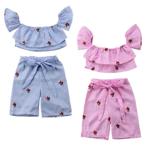 Kids Baby Girls Clothing Striped Off Shoulder Crop Tops Pants Floral Casual 2pcs Summer Outfits Set Clothes Girl 6M-5T
Kids Baby Girls Clothing Striped Off Shoulder Crop Tops Pants Floral Casual 2pcs Summer Outfits Set Clothes Girl 6M-5T