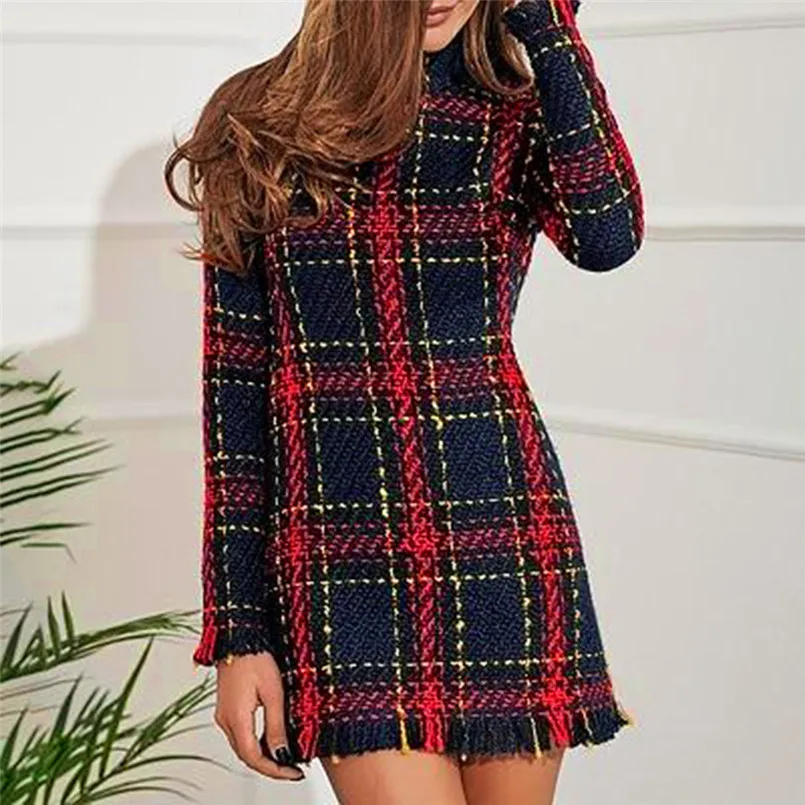 2018 Winter Dress Fashion Cotton Blend Turtleneck Women Plaid Sweater High Waist Bodycon Dress Long Sleeve Mini Dresses
2018 Winter Dress Fashion Cotton Blend Turtleneck Women Plaid Sweater High Waist Bodycon Dress Long Sleeve Mini Dresses