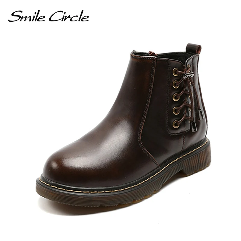 Smile Circle Ankle Boots Women shoes spring Autumn fashion Genuine Leather Short Boots Women Round toe flat Platform Shoes
Smile Circle Ankle Boots Women shoes spring Autumn fashion Genuine Leather Short Boots Women Round toe flat Platform Shoes