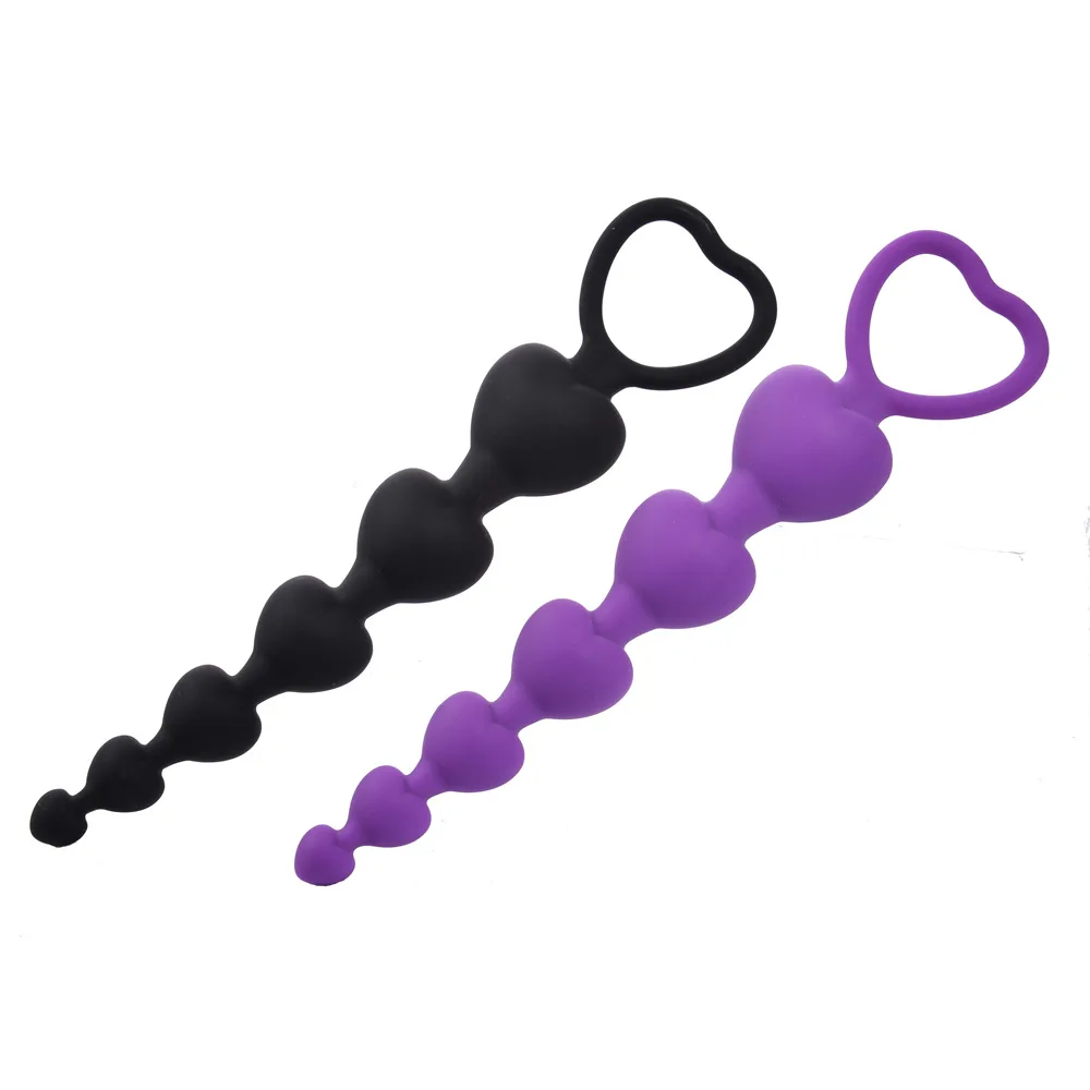 Silicone Anal Plug Heart Hollow Out Anal Beads Adult Sex Toys Long Anal Plugs Beaded Erotic Toys For Women Man Couple Butt Plug