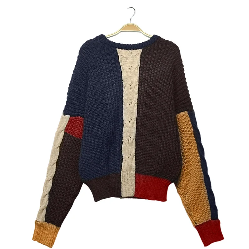 Womens Restro Sweaters Autumn Winter Patchwork Knit O-neck Batwing Sleeve Female Pullovers Woman Tops Sueter Mujer LS076
Womens Restro Sweaters Autumn Winter Patchwork Knit O-neck Batwing Sleeve Female Pullovers Woman Tops Sueter Mujer LS076
