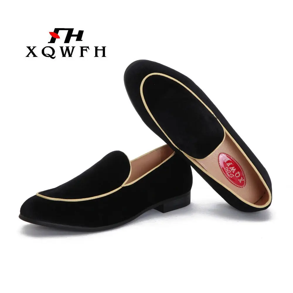 XQWFH/2019 новые стильные мужские черные бархатные туфли модные модельные для