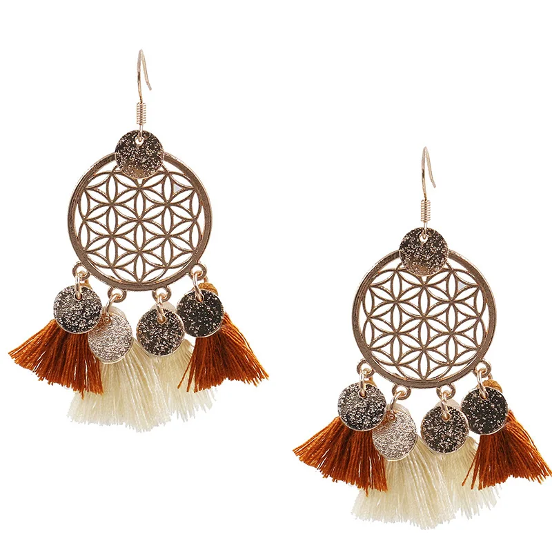 8SEASONS Fashion Jewelry Tassel Earrings Ear Hook Gold Color Round Pendant Geometric White Brown Tassel Trendy For Women, 1 Pair
8SEASONS Fashion Jewelry Tassel Earrings Ear Hook Gold Color Round Pendant Geometric White Brown Tassel Trendy For Women, 1 Pair