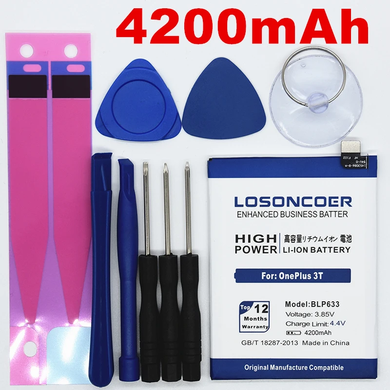 100% Original LOSONCOER 4200mAh BLP633 Battery for OnePlus 3T A3010 1+ 3T Phone OnePlus 3 + Tracking Number +Free tools
100% Original LOSONCOER 4200mAh BLP633 Battery for OnePlus 3T A3010 1+ 3T Phone OnePlus 3 + Tracking Number +Free tools