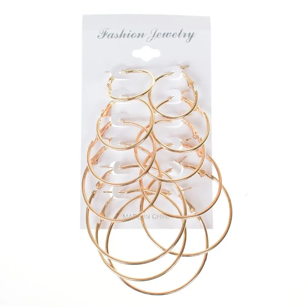 OPPOHERE 6 Pair/set Vintage Gold Color Big Circle Hoop Earrings for Women Steampunk Ear Clip Party Jewelry Accessories Gift
OPPOHERE 6 Pair/set Vintage Gold Color Big Circle Hoop Earrings for Women Steampunk Ear Clip Party Jewelry Accessories Gift