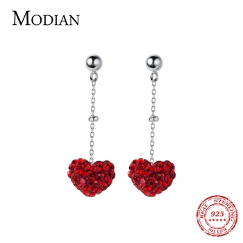 Modian Sparkling Red Crystal Hearts Dangle Earrings 925 Sterling Silver Beads Swing Luxury Drop Earring For Women S925 Jewelry
Modian Sparkling Red Crystal Hearts Dangle Earrings 925 Sterling Silver Beads Swing Luxury Drop Earring For Women S925 Jewelry