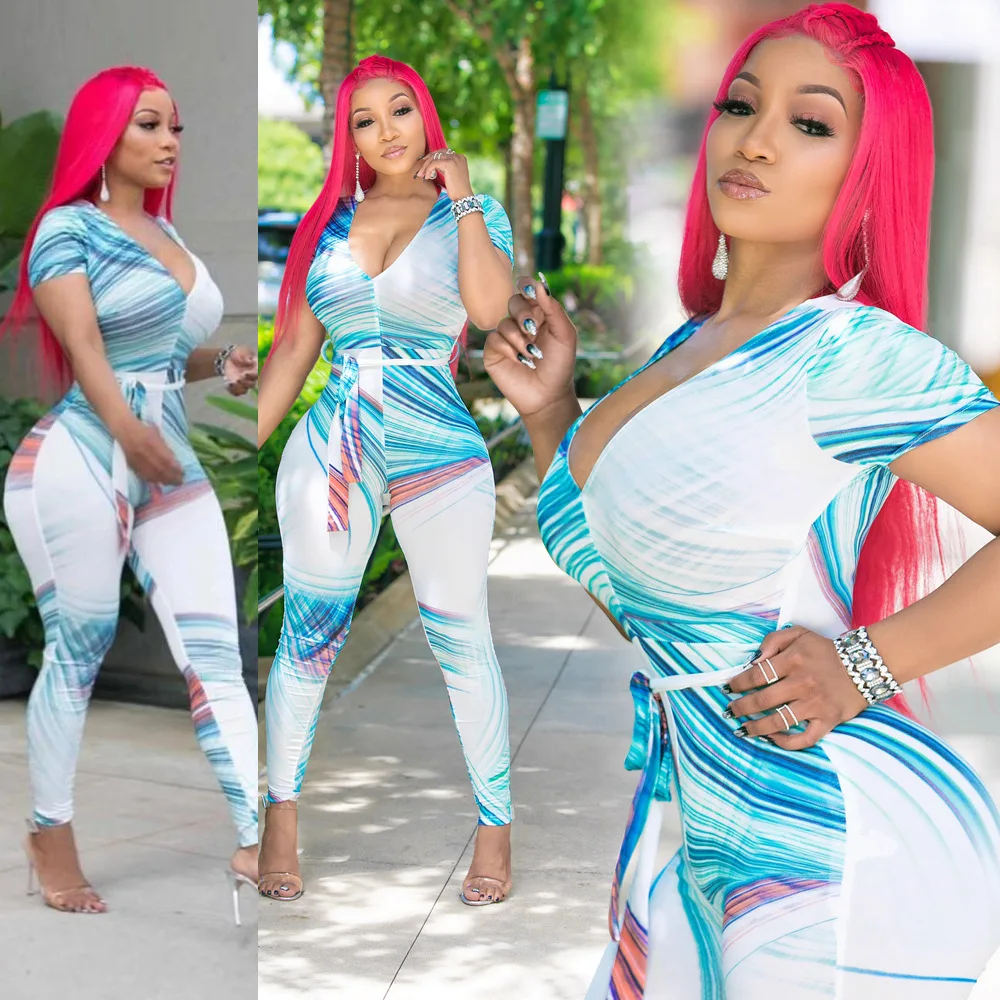 Ladies Jumpsuits Tie Dye Jumpsuit Sexy Rompers Overalls for Women Bandage Summer Mono Mujer Largo Elegante Salopette Femme 2019
Ladies Jumpsuits Tie Dye Jumpsuit Sexy Rompers Overalls for Women Bandage Summer Mono Mujer Largo Elegante Salopette Femme 2019