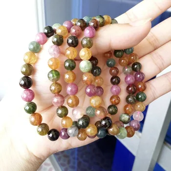 Genuine Natural Colorful Tourmaline Crystal Beads Woman Bracelet 7 mm Tourmaline 
Genuine Natural Colorful Tourmaline Crystal Beads Woman Bracelet 7 mm Tourmaline