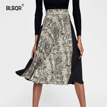 Women Stylish Snake Print Patchwork Pleated Long Skirt Elastic Waist Ladies Casual Mid Calf Skirts Faldas Mujer Moda 2018
Women Stylish Snake Print Patchwork Pleated Long Skirt Elastic Waist Ladies Casual Mid Calf Skirts Faldas Mujer Moda 2018