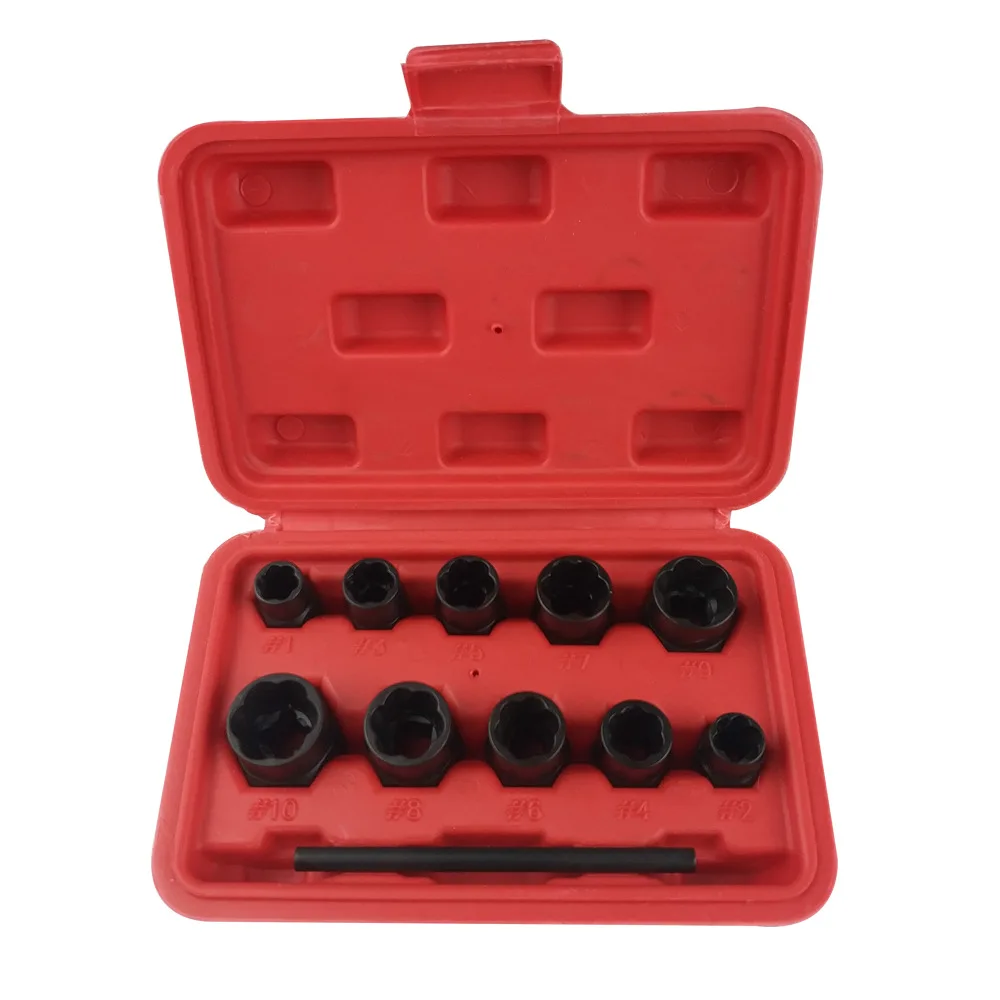 11PC nut extractor Metric high hardness machine tool set Wear and tear nut removal tool Damaged bolt and nut remover
11PC nut extractor Metric high hardness machine tool set Wear and tear nut removal tool Damaged bolt and nut remover