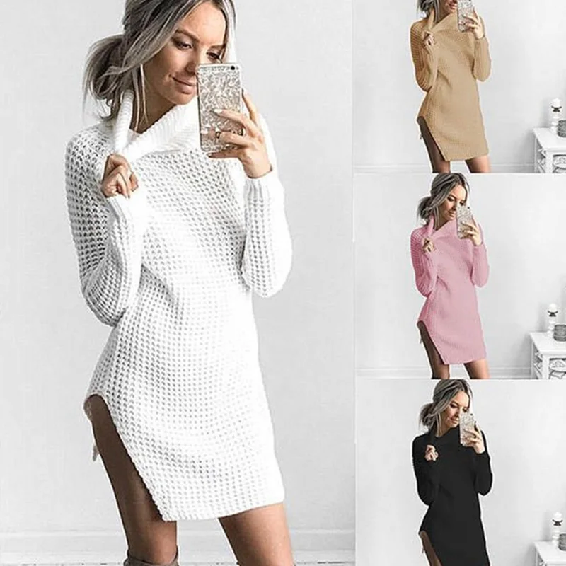 Women's Long Sweater Dress Turtleneck Slim Knitting Long Sleeve Patckwork Female Tops 2019 Spring Autumn Ladies Casual Sweaters
Women's Long Sweater Dress Turtleneck Slim Knitting Long Sleeve Patckwork Female Tops 2019 Spring Autumn Ladies Casual Sweaters