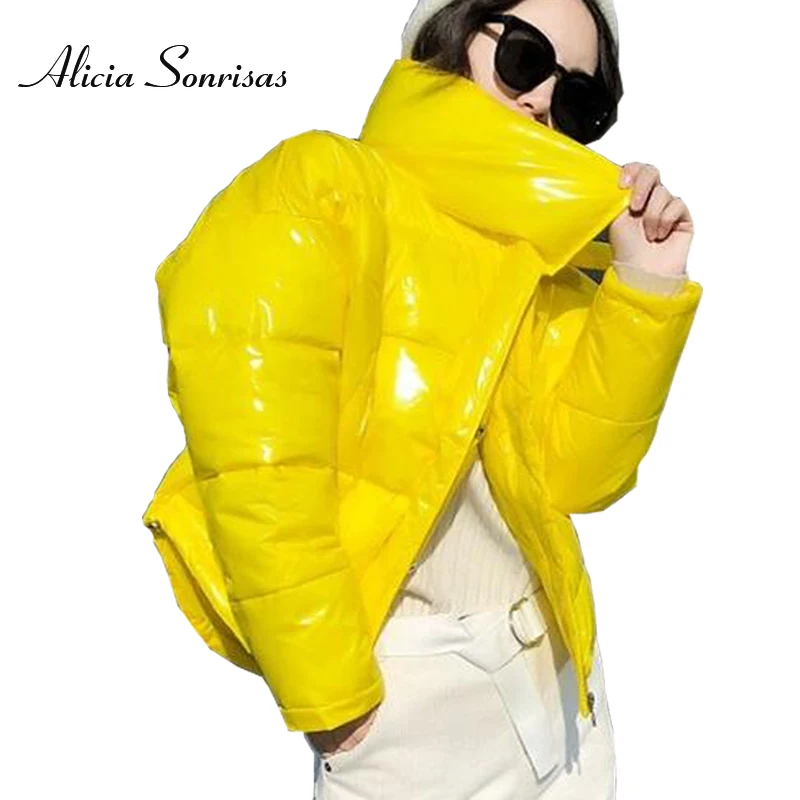 Glossy Winter Down Cotton Padded Jacket For Women Thick Bright Black Short Shiny Jacket Yellow Red Cotton Parkas AS809
Glossy Winter Down Cotton Padded Jacket For Women Thick Bright Black Short Shiny Jacket Yellow Red Cotton Parkas AS809