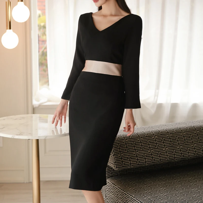 2018 Autumn Winter New Women Brief Style Vintage Black V-neck Long sleeve Slim Pencil Dress Bodycon Formal Work Party Dress
2018 Autumn Winter New Women Brief Style Vintage Black V-neck Long sleeve Slim Pencil Dress Bodycon Formal Work Party Dress
