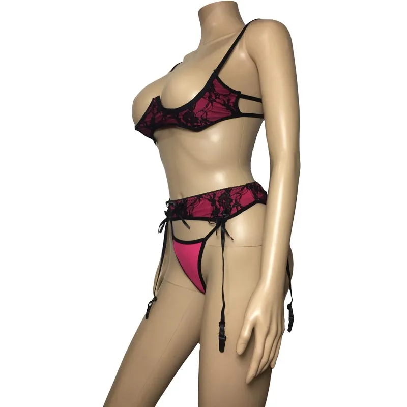 Sexy Bikini Baby Doll Erotic Lingerie Open Breast Cupless Embroidery Bra Top with Matching G-String Thong and Garter Belt
Sexy Bikini Baby Doll Erotic Lingerie Open Breast Cupless Embroidery Bra Top with Matching G-String Thong and Garter Belt