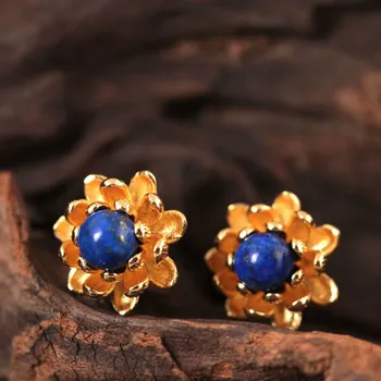 Original S925 Pure Silver Stud Earrings for Women Flowers Lapis Lazuli Freshwater Pearl Earrings Gold Plated Vintage Jewelry
Original S925 Pure Silver Stud Earrings for Women Flowers Lapis Lazuli Freshwater Pearl Earrings Gold Plated Vintage Jewelry