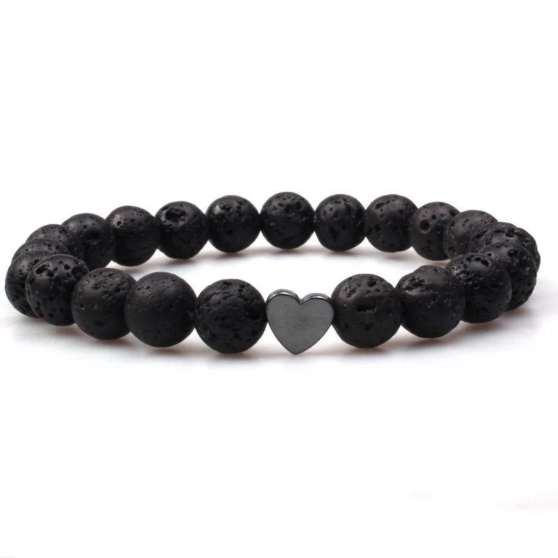 

1pcs Volcanic Lava Stone Essential Oil Diffuser Bracelets Bangle Healing Balance Yoga magnet arrow Beads Bracelet For Men Women