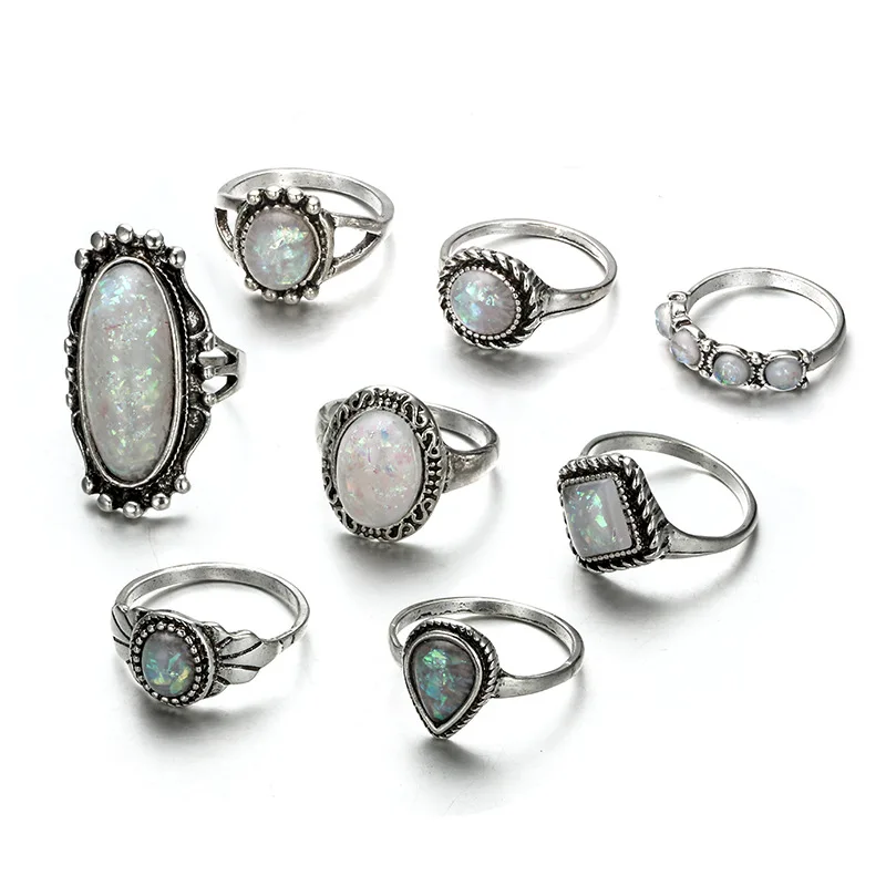 New Vintage Silver Color Large Oval Opal Knuckle Midi Rings Set for Women Colorful Rhinestone Finger Rings Anillos
New Vintage Silver Color Large Oval Opal Knuckle Midi Rings Set for Women Colorful Rhinestone Finger Rings Anillos