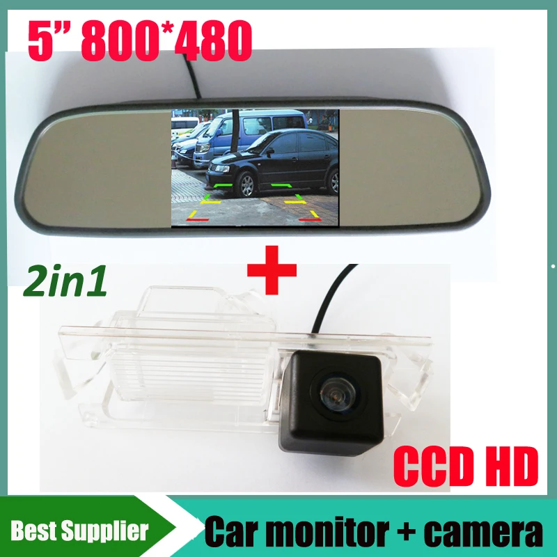 5inch car monitor mirror TFT LCD 800*480 + car rear view backup camera for Kia K2 Rio Hatchback Kia Ceed 2013 car parking camera
