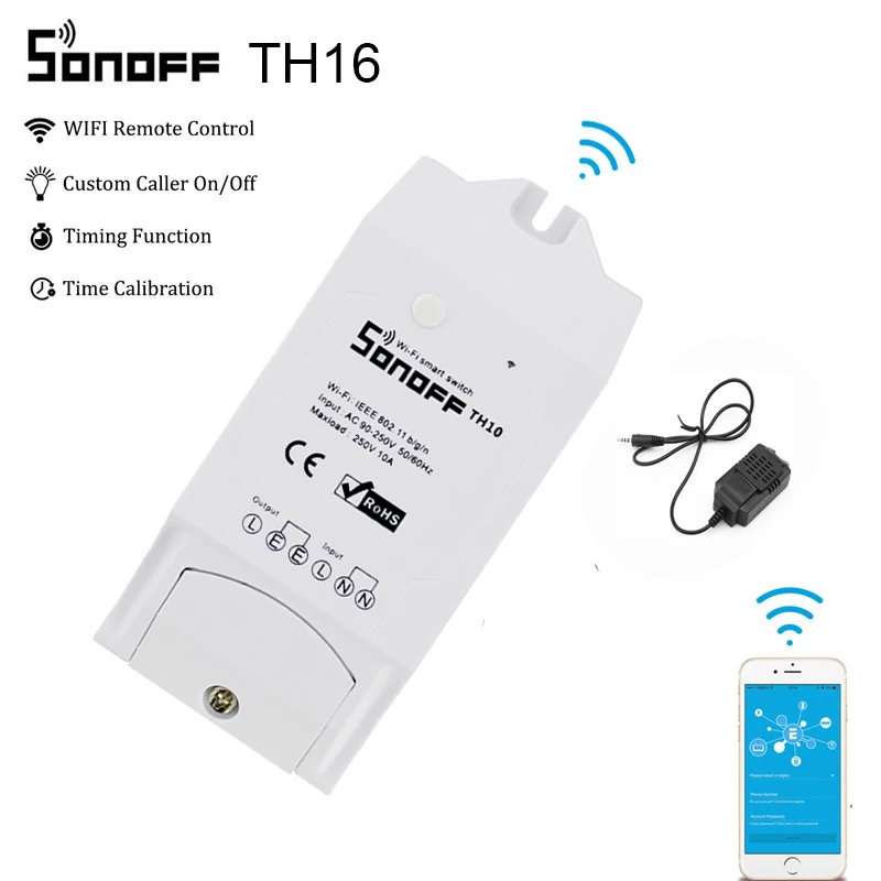 

Itead Sonoff TH16 Smart Wifi Switch Monitoring Temperature Humidity Wifi Smart Home Automation Kit Works With Alexa Google Home