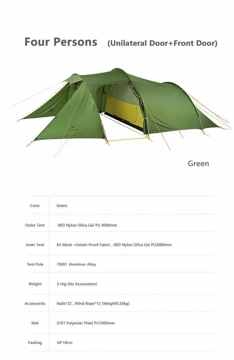 Naturehike Opalus Tunnel Tent Outdoor 2-3 Persons Camping Tent 20D Silicone/210T Polyester fabric Tent NH17L001-L free footprint Naturehike Opalus Tunnel Tent Outdoor 2-3 Persons Camping Tent 20D Silicone/210T Polyester fabric Tent NH17L001-L free footprint
