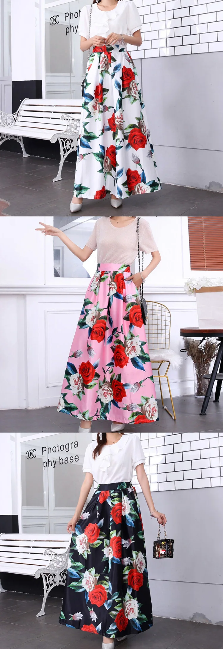 Plus size Maxi Skirt Summer Fashion Vintage High Street A-line High Waist Floral Polka Dot Long Skirts for Women Jupe Longa HTB1YpSeUxjaK1RjSZKzq6xVwXXa8 - Plus size Maxi Skirt Summer Fashion Vintage High Street A-line High Waist Floral Polka Dot Long Skirts for Women Jupe Longa