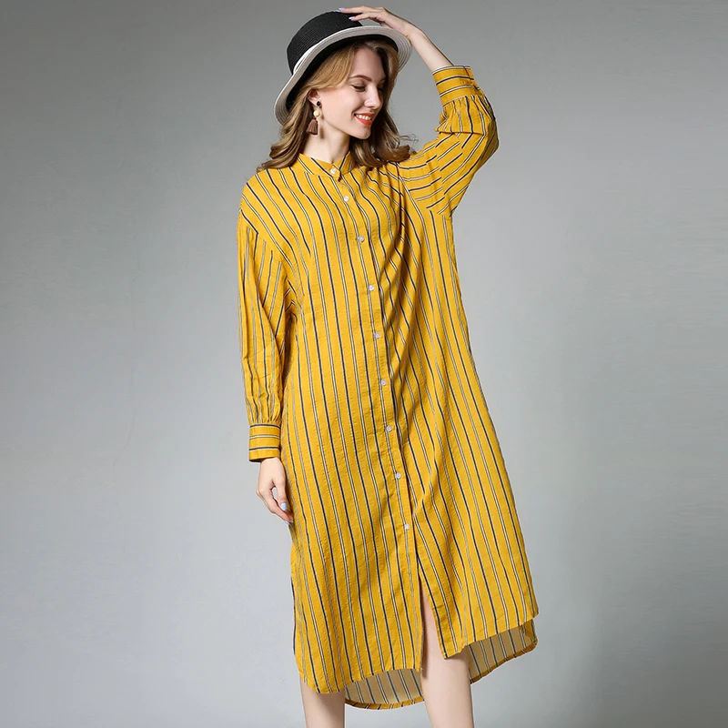 Female blouse shirt plus size2017woman Casual yellow striped long autumn winter cool sleeve women tops blusas | Женская одежда