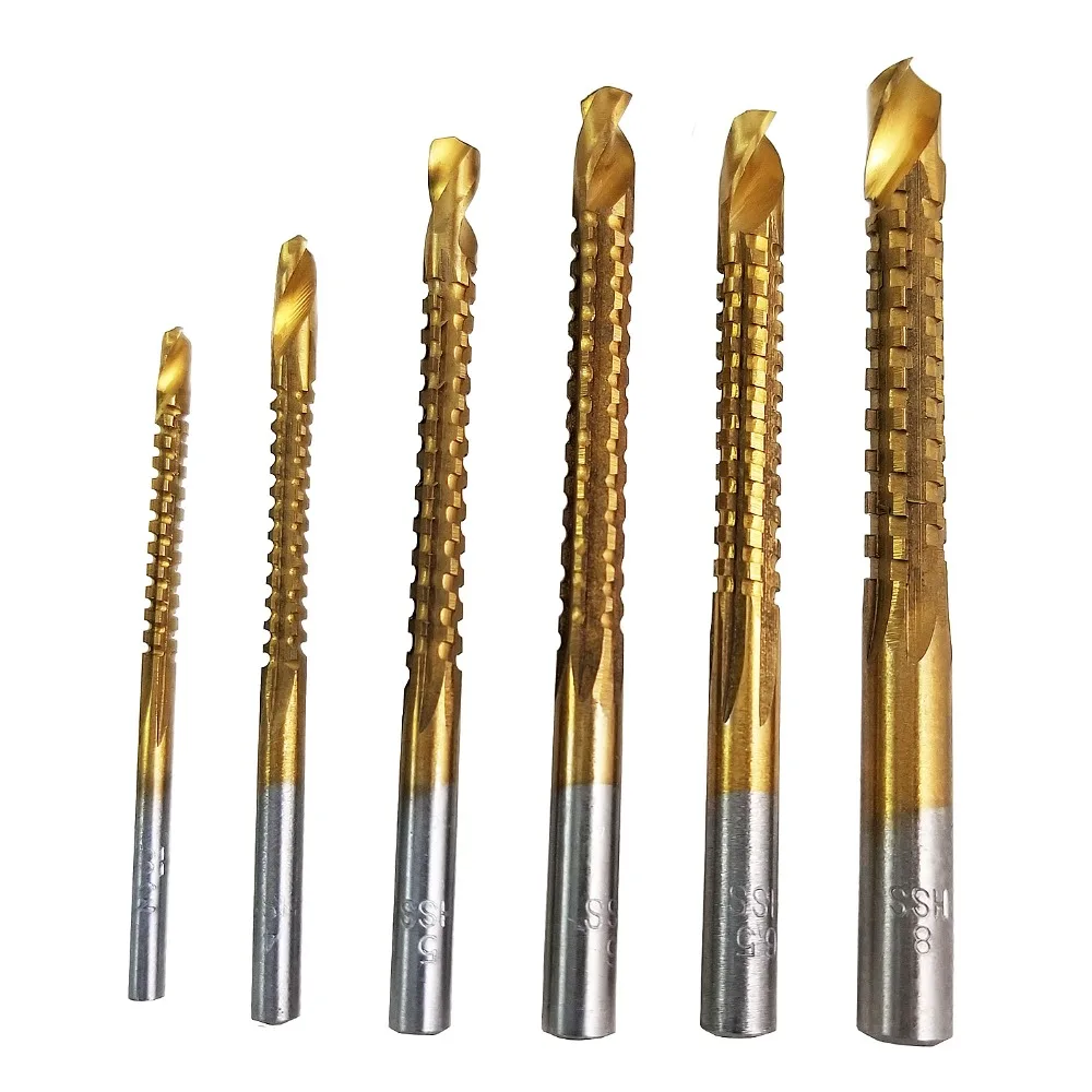 6pcs Wood Cutter Titanium Coated HSS Milling Drill Bits Set for Wood Metal Plastic Cutting Slot Sawtooth Bit
6pcs Wood Cutter Titanium Coated HSS Milling Drill Bits Set for Wood Metal Plastic Cutting Slot Sawtooth Bit