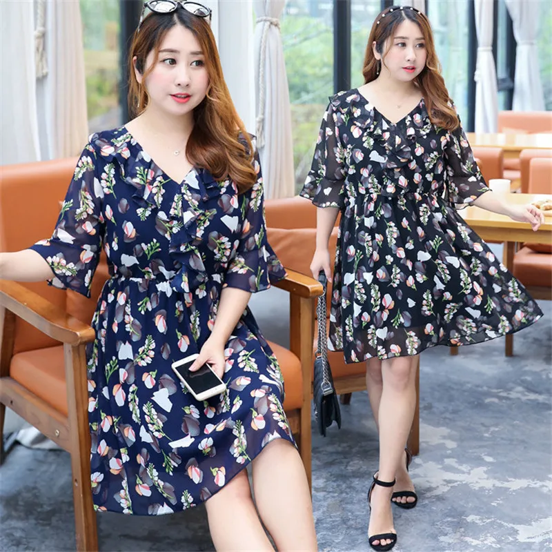 Women Dresses Printing Fat MM Plus Size Ladies Summer V-Neck High Waist Femme Dress New Chiffon A-Line Mujer Dress MZ2703
Women Dresses Printing Fat MM Plus Size Ladies Summer V-Neck High Waist Femme Dress New Chiffon A-Line Mujer Dress MZ2703