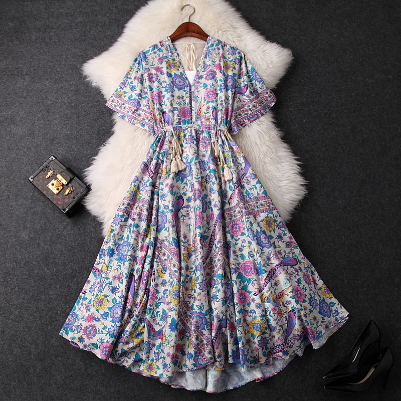 Print Batwing Sleeve long dresses 2019 NEW summer elegant woman V Neck Bohemian dress xl Clothing Asymmetrical sexy party Dress 
Print Batwing Sleeve long dresses 2019 NEW summer elegant woman V Neck Bohemian dress xl Clothing Asymmetrical sexy party Dress