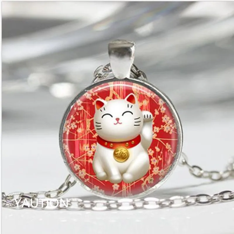 1 pcs Red Maneki Neko Lucky Cat Glass Cabochon Tibet silver pendant chain necklace
1 pcs Red Maneki Neko Lucky Cat Glass Cabochon Tibet silver pendant chain necklace