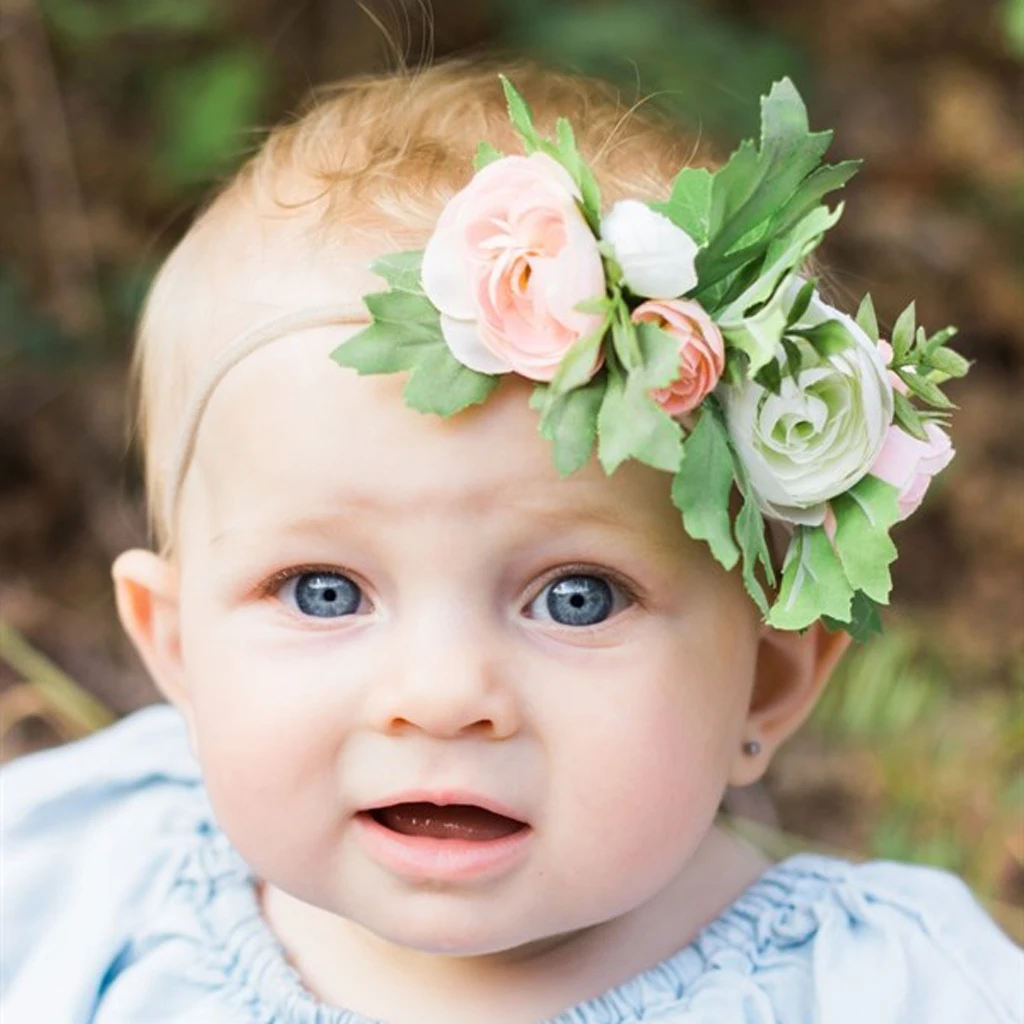 Cute Baby Children Kids Girls Floral Crown Headwear Headband Party Flower Hair Accessory for Travel Party Stage Show Photo Tool