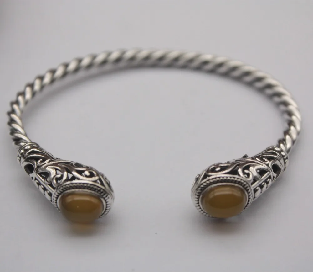 Retro Fashion Hot Pure Silver S999 Bracelet Yellow Jade Pattern Open Bracelet Female Women Personality Jewelry 58-62mm 18-19g
Retro Fashion Hot Pure Silver S999 Bracelet Yellow Jade Pattern Open Bracelet Female Women Personality Jewelry 58-62mm 18-19g