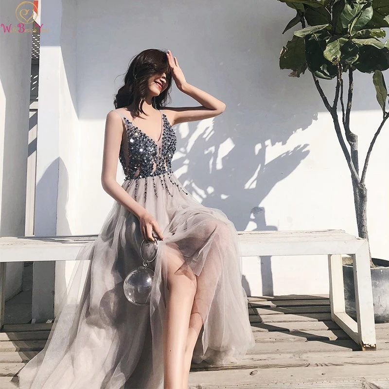 Deep V Neck Prom Dresses 2019 New Split Tulle A Line Sleeveless Sequins Floor Length Long Evening Gowns Formal robe de soiree
Deep V Neck Prom Dresses 2019 New Split Tulle A Line Sleeveless Sequins Floor Length Long Evening Gowns Formal robe de soiree