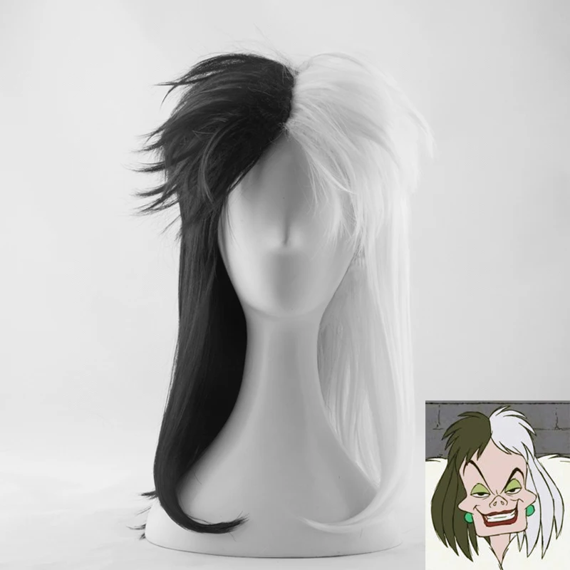 Deville Cruella De Vil Half White Half Black Heat Resistant Hair Cosplay Costume Wig + Free Wig Cap
Deville Cruella De Vil Half White Half Black Heat Resistant Hair Cosplay Costume Wig + Free Wig Cap