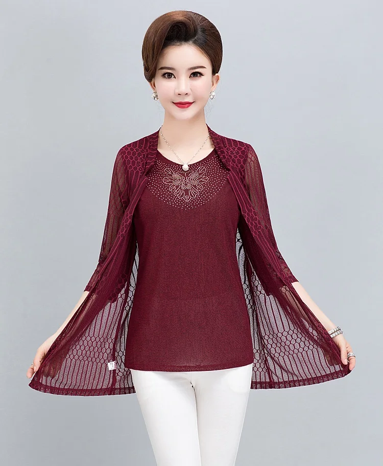 Plus Size Middle-Aged Women Summer Lace Two Piece Set Top Casual Upscale Mother'S Cardigan Suit Set F315
Plus Size Middle-Aged Women Summer Lace Two Piece Set Top Casual Upscale Mother'S Cardigan Suit Set F315