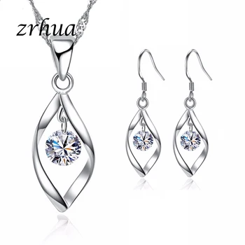 ZRHUA High Quality Silver 925 Jewelry Sets Shiny AAA+ CZ Crystal Pendant Necklace Earrings Set for Women Wedding Bridal Bijoux
ZRHUA High Quality Silver 925 Jewelry Sets Shiny AAA+ CZ Crystal Pendant Necklace Earrings Set for Women Wedding Bridal Bijoux