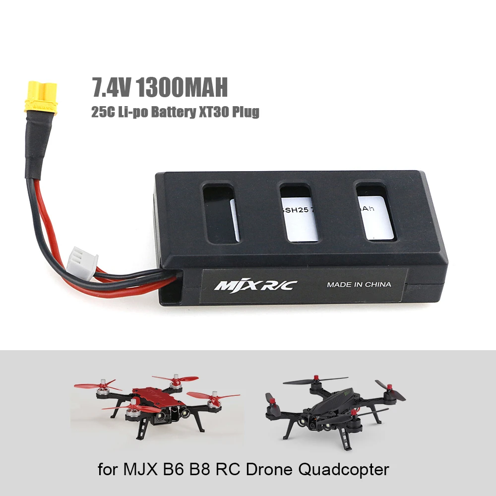 7.4V 1300mAh 25C Li-po Lipo Battery XT30 Plug for MJX B6 B8 RC Drone Quadcopter RC Battery
7.4V 1300mAh 25C Li-po Lipo Battery XT30 Plug for MJX B6 B8 RC Drone Quadcopter RC Battery