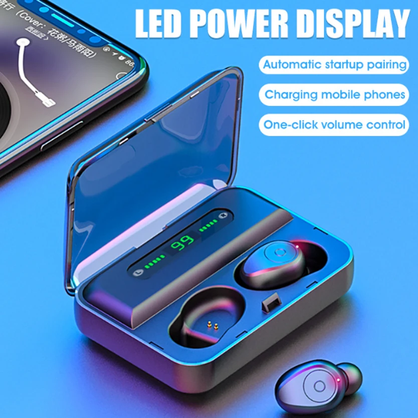 F9 TWS 5.0 Bluetooth 6D Stereo Earphone Wireless Earphones LED Display Waterproof Earphones 1200mAh Power Bank Phone Holder
F9 TWS 5.0 Bluetooth 6D Stereo Earphone Wireless Earphones LED Display Waterproof Earphones 1200mAh Power Bank Phone Holder