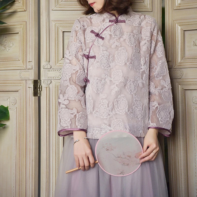 Johnature New Vintage Floral Print Stand Buckle Cheongsam Tops 2019 Autumn Comfortable Lace All-match Full Sleeve Women Shirt
Johnature New Vintage Floral Print Stand Buckle Cheongsam Tops 2019 Autumn Comfortable Lace All-match Full Sleeve Women Shirt